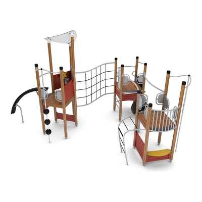 Αυτή είναι η απόλυτη διαδρομή περιπέτειας, μόνο που είναι πιο διασκεδαστική και χωρίς αποκλεισμούς! Τα παιδιά μπορούν να έχουν πρόσβαση σε αυτήν μέσω πολλαπλών μονάδων αναρρίχησης, αναπτύσσοντας έτσι τη δύναμή τους και τον συντονισμό χεριού-ματιού, ποδιού-ματιού. Μετά από μια γρήγορη ξεκούραση σε ένα από τα καταστρώματα, μπορούν να κατέβουν πιασμένοι από το σωλήνα του πυροσβέστη ή κάνοντας μια συναρπαστική βόλτα με την ολοκαίνουργια τσουλήθρα. Αυτός είναι ένας εξαιρετικός τρόπος για να χτίσετε αυτοπεποίθηση και να μάθετε να παίρνετε ελεγχόμενα ρίσκα, αναπτύσσοντας παράλληλα μια καλή αίσθηση συντροφικότητας.