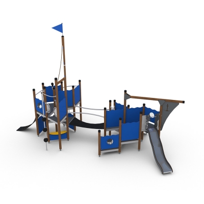 Όλοι στο πλοίο Agir! Αυτή η θεματική μονάδα πολλαπλών παιχνιδιών UniPlay δημιουργεί το τέλειο σκηνικό παιδικής χαράς για τα παιδιά, ώστε να συμμετέχουν σε παιχνίδι προσποίησης και να ξεκινήσουν τις δικές τους περιπέτειες. Οι αναρριχητές θα αντιμετωπίσουν συναρπαστικές προκλήσεις, όπως η ταλαντευόμενη αναρρίχηση που κάμπτεται και στρίβει, καθώς και άλλα στοιχεία αναρρίχησης που ταιριάζουν σε διάφορα επίπεδα δεξιοτήτων. Οι λάτρεις της περιπέτειας μπορούν να δοκιμάσουν την ισορροπία και το θάρρος τους στη γέφυρα ταλαντευόμενης αναρρίχησης που συνδέει τις πλατφόρμες, προσθέτοντας ένα επιπλέον επίπεδο διασκέδασης. Πρόσθετες λειτουργίες παιχνιδιού, όπως ένα τηλεσκόπιο, οι ομιλούντες σωλήνες και ο πίνακας παιχνιδιού άλγεβρας, ενισχύουν την αισθητηριακή ανάπτυξη, ενθαρρύνοντας το ευφάνταστο και διαδραστικό παιχνίδι.