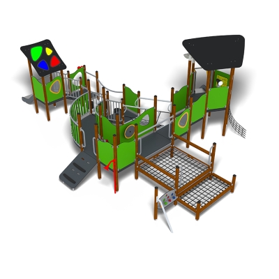 Εμπνευσμένο από τη λίμνη κοντά στο Aneby της Σουηδίας όπου δημιουργούνται τα νέα μας σχέδια προϊόντων. Δύο τσουλήθρες, ένας πίνακας ανίχνευσης, το τιμόνι του πλοίου και η γέφυρα από σχοινί σε συνδυασμό με μια ποικιλία διαδραστικών πάνελ και παιχνιδιών θα προσφέρουν ώρες διασκέδασης για τα μικρότερα παιδιά