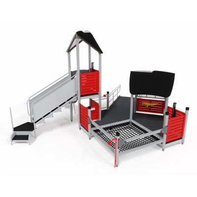 Το UniPlay Pinnacles δίνει προτεραιότητα στην ένταξη, με πρόσβαση για αναπηρικά αμαξίδια σε έναν χώρο παιχνιδιών χαμηλού καταστρώματος και ένα μεγάλο δίχτυ. Η μονάδα χωρίζεται σε δύο τμήματα: το ένα με πρόσβαση για αναπηρικά αμαξίδια σε έναν ανοιχτό χώρο με πίνακες παιχνιδιών, στοιχεία παιχνιδιού ρόλων, έναν πίνακα κουζίνας, έναν πίνακα οδήγησης και έναν πίνακα παιχνιδιών. Υπάρχει επίσης ένα χαμηλό δίχτυ προσβάσιμο για εύκολη μεταφορά, με περισκόπιο. Το δεύτερο τμήμα περιλαμβάνει πρόσβαση μεταφοράς σε έναν πύργο με τσουλήθρα και ένα δεύτερο περισκόπιο στο κατάστρωμα. Έχει σχεδιαστεί για να ενθαρρύνει απεριόριστες και συμπεριληπτικές ευκαιρίες παιχνιδιού.