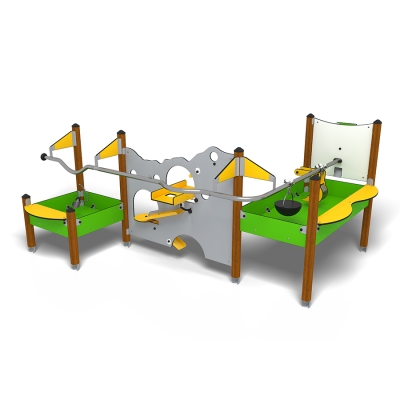 Η αμμοδόχος Orbaden προσφέρει μια δυναμική εμπειρία παιχνιδιού με άμμο με μια ποικιλία συναρπαστικών χαρακτηριστικών. Περιλαμβάνει κουβά και σκαφτικό άμμου τοποθετημένο σε ράγες, ένα μεγάλο αμμοδοχείο , ένα μικρό αμμοδοχείο με κουτάλα άμμου, ένα μεγάλο και ένα μικρό βοηθητικό τραπέζι, ένα μεγάλο διαδραστικό πάνελ άμμου και ένα ανυψωτικό άμμου. Σχεδιασμένο για σχολεία, νηπιαγωγεία, δημόσιους χώρους και εμπορικές ή ψυχαγωγικές παιδικές χαρές, το Orbaden υποστηρίζει την πρακτική εξερεύνηση, την ομαδική εργασία και το ευφάνταστο παιχνίδι. Τα διαδραστικά του στοιχεία προάγουν τις λεπτές κινητικές δεξιότητες, την αισθητηριακή ανάπτυξη και την κοινωνική αλληλεπίδραση, καθιστώντας το μια πολύτιμη προσθήκη σε κάθε υπαίθριο χώρο παιχνιδιού. Τα υπερυψωμένα αμμοδοχεία παρέχουν ευκολότερη πρόσβαση για χρήστες αναπηρικών αμαξιδίων, υποστηρίζοντας ένα πιο συμπεριληπτικό παιχνίδι. Οι χρωματικές αντιθέσεις που χρησιμοποιούνται σε αυτόν τον συνδυασμό βοηθούν επίσης στη βελτίωση της ορατότητας για παιδιά με προβλήματα όρασης.