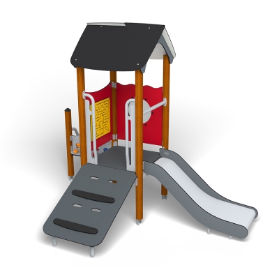 Το UniMini Karats είναι μια κατασκευή με έναν πύργο, σχεδιασμένη για παιδιά ηλικίας 3-5 ετών, προσφέροντας έναν τέλειο συνδυασμό διασκέδασης, μάθησης και προσβασιμότητας. Η ράμπα εύκολης πρόσβασης οδηγεί σε μια μικρή βεράντα με τσουλήθρα, ιδανική για μικρότερα παιδιά που αποκτούν αυτοπεποίθηση στην κίνηση. Στο επίπεδο του εδάφους, ένα παιχνίδι ταξινόμησης σχημάτων ενθαρρύνει τη γνωστική ανάπτυξη και τις λεπτές κινητικές δεξιότητες. Η μονάδα διαθέτει επίσης ένα πάνελ λαβυρίνθου για διασκέδαση στην επίλυση προβλημάτων και ένα διαφανές πάνελ φινιστρίνι που προσκαλεί τα παιδιά να κρυφοκοιτάζουν και να εξερευνούν το περιβάλλον τους. Συμπαγές και πολύχρωμο, το UniMini Karats προσφέρει συναρπαστικές, κατάλληλες για την ηλικία εμπειρίες παιχνιδιού που εμπνέουν τη δημιουργικότητα, την περιέργεια και τη χαρούμενη ανακάλυψη κάθε μέρα.