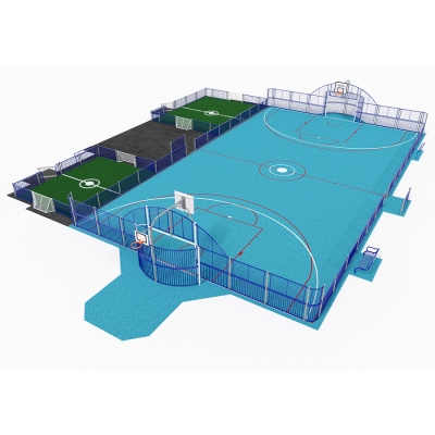 Το San Francisco Arena είναι ένα μεγάλο πολύ-αθλητικό γήπεδο 28x16 μ., σχεδιασμένο για να φέρνει κοντά τις κοινότητες. Διαθέτει πλαϊνά πάνελ ύψους 1 μέτρου, εισόδους με σικέιν και πάνελ ύψους 2 μέτρων με ενσωματωμένα τέρματα και μπασκέτες . Το στάδιο περιλαμβάνει επίσης δύο μίνι γήπεδα 6x8 μ. με μίνι τέρματα, ιδανικά για μικρότερα παιχνίδια. Καθίσματα θεατών περιβάλλουν την εγκατάσταση, επιτρέποντας σε φίλους και συγγενείς να απολαύσουν τον ενθουσιασμό. Ιδανικό για διάφορα αθλήματα με μπάλα, το San Francisco Arena παρέχει έναν ενιαίο χώρο για άτομα όλων των ηλικιών να συγκεντρώνονται, να παίζουν και να απολαμβάνουν σωματική δραστηριότητα χωρίς κόστος.