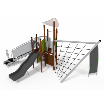 Το UniPlay Biscayne είναι γεμάτο συναρπαστικές στιγμές, προσφέροντας εύκολη πρόσβαση στη μεταφορά, αναρριχητικό σκελετό με σφαιρικό στύλο για πιο απαιτητικό παιχνίδι, τοίχους αναρρίχησης, γρήγορη ανοιχτή τσουλήθρα και πάνελ παιχνιδιών κάτω από το κατάστρωμα για δημιουργικό παιχνίδι. Ο ολοκληρωμένος σχεδιασμός του, με εύκολη πρόσβαση στην πλατφόρμα, επιλογές παιχνιδιού στο επίπεδο του εδάφους και απαιτητική αναρρίχηση με μπάλες σε στύλο, προσφέρει διασκέδαση σε όλους!