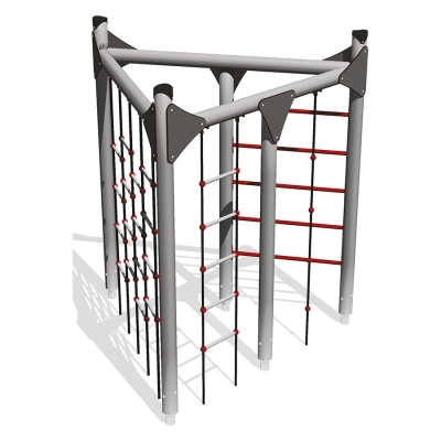 Το UniPlay Actus είναι μια συμπαγής αλλά δυναμική μονάδα παιδικής χαράς σχεδιασμένη για να μεγιστοποιεί την αξία του παιχνιδιού σε μικρότερους χώρους. Το μοναδικό τριγωνικό του σχήμα διαθέτει ατσάλινη σκάλα, σκάλα από σχοινί και δίχτυ αναρρίχησης, προσφέροντας μια ποικιλία προκλήσεων αναρρίχησης με διαφορετικά επίπεδα δυσκολίας που ταιριάζουν σε παιδιά ηλικίας 5 ετών και άνω. Ιδανικό για την ανάπτυξη κινητικών δεξιοτήτων, δύναμης και συντονισμού, το UniPlay Actus συνδυάζει τη σωματική δραστηριότητα με τη διασκέδαση και τον ενθουσιασμό. Αυτός ο εξοπλισμός παιδικής χαράς με εξοικονόμηση χώρου είναι ιδανικός για πάρκα, σχολεία και δημόσιους χώρους παιχνιδιού, προσφέροντας υψηλή αξία παιχνιδιού και μακροχρόνια ανθεκτικότητα.