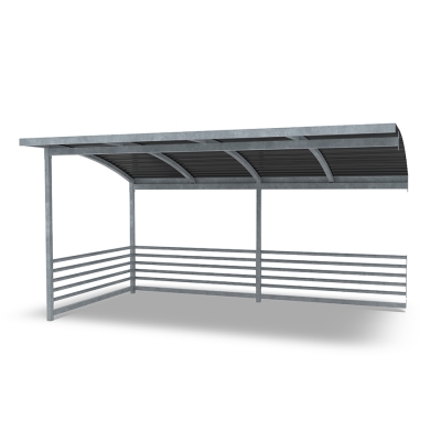 Επεκτείνετε το στέγαστρο ποδηλάτων Capella για να δημιουργήσετε χώρο για ακόμη περισσότερα ποδήλατα ή χρησιμοποιήστε τον χώρο ως στέγαστρο για καρότσια ή ως σταθμό διαλογής απορριμμάτων. Αυτή η παραλλαγή διαθέτει θολωτή οροφή από κασσίτερο.