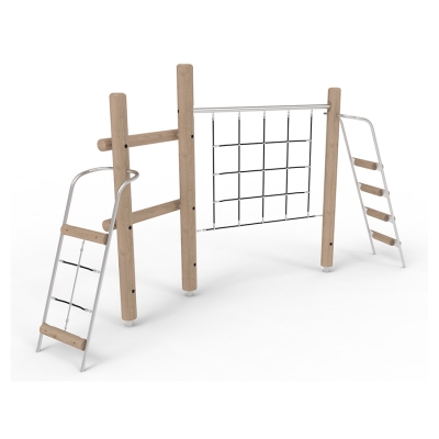 Αυτή η αναρρίχηση φέρνει κομψό και απλό σχεδιασμό στους αστικούς χώρους, προσφέροντας απλή και δυναμική διασκέδαση στην αναρρίχηση. Με πολλαπλούς τρόπους αναρρίχησης και αποβίβασης, τα παιδιά μπορούν να κινούνται κατά μήκος της κατασκευής, εξερευνώντας πάνω, κάτω και παντού. Αυτός ο εξοπλισμός παιχνιδιού περιλαμβάνει μια σκάλα με σχοινί, μια σκάλα με δοκό, ένα κάθετο δίχτυ αναρρίχησης και μια δοκό ισορροπίας με ράγα, προσφέροντας μια συγκίνηση καθώς παίζουν από το έδαφος. Προκαλεί την ισορροπία, τη δύναμη και τον συντονισμό των παιδιών. Ο ανοιχτός και κομψός σχεδιασμός της δεν αφορά μόνο την αναρρίχηση. Είναι ένα μέρος για τα παιδιά να αλληλεπιδρούν με συνομηλίκους, προσφέροντας ένα σημείο για να χαλαρώσουν στο δίχτυ ή να βοηθήσουν έναν φίλο που σκαρφαλώνει. Ιδανικό για παιδικές χαρές στην πόλη, είναι μια σύγχρονη εκδοχή του παραδοσιακού εξοπλισμού παιχνιδιού, προσθέτοντας αξία μέσω του σχεδιασμού και της λειτουργικότητας.