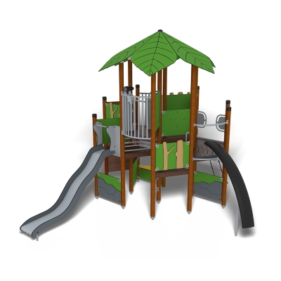 Το UniPlay Muddus είναι μια συναρπαστική μονάδα παιχνιδιού με θέμα το δάσος, σχεδιασμένη για μικρούς λάτρεις της περιπέτειας. Διαθέτει έναν απαιτητικό ψηλό πύργο-δεντρόσπιτο με μια ξεχωριστή οροφή στην κορυφή του δέντρου, μια σκάλα αναρρίχησης, έναν τοίχο αναρρίχησης, μια διασκεδαστική τσουλήθρα και ένα μία συναρπαστική τσουλήθρα. Τα διαδραστικά στοιχεία παιχνιδιού προσθέτουν δημιουργικότητα και συμμετοχή, προσφέροντας μια ποικιλία από σωματικές και ευφάνταστες εμπειρίες παιχνιδιού σε ένα δυναμικό, εμπνευσμένο από τη φύση περιβάλλον.