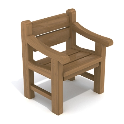 Η ανεξάρτητη καρέκλα εξωτερικού χώρου England διαθέτει κατασκευή από μασίφ ξύλο, δίνοντας στα έπιπλα μια παραδοσιακή και στιβαρή εμφάνιση. Η σειρά επίπλων England διαθέτει απαλά καμπυλωτά μπράτσα, καθίσματα και πλάτες με ανάγλυφο περίγραμμα για βέλτιστη άνεση. Το ελαφρώς υπερυψωμένο ύψος καθίσματος και τα στιβαρά μπράτσα κάνουν το κάθισμα και την όρθια στάση ευκολότερο. Χωρίς αγκύρωση.