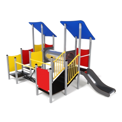 Η μονάδα παιχνιδιού Fenrir, ιδανική για παιδιά 3-5 ετών, διαθέτει δύο πλατφόρμες χαμηλού επιπέδου που εισάγουν ένα περιβάλλον εξερεύνησης χωρίς να χρειάζεται να απομακρυνθεί από τον εξοπλισμό. Αυτές οι πλατφόρμες διασυνδέονται με μια ταλαντευόμενη γέφυρα από σχοινί με κιγκλιδώματα για ασφαλή διέλευση. Η μία διαδρομή ανεβαίνει μέσα από σκαλοπάτια ποικίλου ύψους σε μια υψηλότερη πλατφόρμα, ενώ η άλλη περιλαμβάνει μια ράμπα που οδηγεί σε μια πλατφόρμα εξοπλισμένη με τσουλήθρα. Μια γέφυρα σήραγγας συνδέει τις υψηλότερες πλατφόρμες, προσφέροντας μια συναρπαστική περιπέτεια ανίχνευσης. Με προστατευμένες κορυφαίες πλατφόρμες, το Fenrir ενθαρρύνει το παιχνίδι με φαντασία σε ένα ασφαλές, ελκυστικό περιβάλλον, επιτρέποντας στους νεαρούς εξερευνητές να πλοηγούνται με ασφάλεια και να απολαμβάνουν μια ποικιλία παιχνιδιάρικων εμπειριών. Διαθέσιμο σε επιλογές ξύλου ή χάλυβα και διακοσμημένο με ζωντανά πάνελ HPL, το Fenrir είναι ευέλικτο για διαφορετικές ρυθμίσεις. Για ευελιξία εγκατάστασης, επιλέξτε ανάμεσα σε βυθισμένη βάση ή αγκύρωση πάνω από το έδαφος.