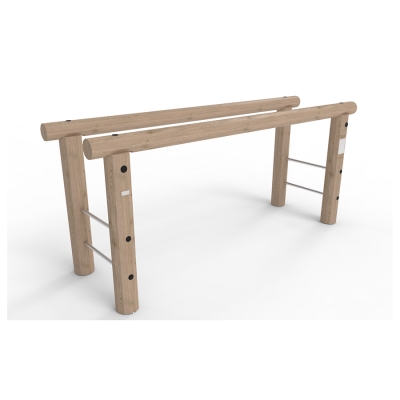 Οι οριζόντιες μπάρες με σκαλοπάτια είναι ένας ευέλικτος εξοπλισμός σχεδιασμένος για εξωτερικούς χώρους γυμναστικής. Υποστηρίζουν κυρίως βυθίσεις για την εκγύμναση των τρικεφάλων και του στήθους. Ο εξοπλισμός υποστηρίζει επίσης μια ποικιλία άλλων ασκήσεων, καθιστώντας τον έναν πολυλειτουργικό εξοπλισμό γυμναστικής.