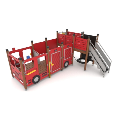 Το UniPlay Eldig είναι μια μονάδα πολλαπλών παιχνιδιών με θέμα το πυροσβεστικό όχημα, σχεδιασμένη να ενθαρρύνει το ευφάνταστο παιχνίδι και την κοινωνική αλληλεπίδραση για παιδιά ηλικίας 3 ετών και άνω. Προσφέροντας ένα ισορροπημένο μείγμα εύκολων διαδρομών και σωματικών προκλήσεων, απευθύνεται σε χρήστες διαφόρων ικανοτήτων. Τα μικρότερα παιδιά και τα άτομα με περιορισμένη κινητικότητα μπορούν να ανέβουν ομαλά μέσω της φαρδιάς, απλής σκάλας και να απολαύσουν μια συναρπαστική βόλτα κάτω από την τσουλήθρα. Από την άλλη πλευρά, τα παιχνιδιάρικα στοιχεία εμπνέουν τη δημιουργικότητα και το παιχνίδι ρόλων. Οι χώροι του ισογείου παρέχουν έναν φιλόξενο χώρο για να συγκεντρώνονται τα παιδιά, να παίζουν παιχνίδια και να μοιράζονται τις περιπέτειές τους, καθιστώντας το Eldig μια ιδανική προσθήκη σε παιδικές χαρές χωρίς αποκλεισμούς σε πάρκα, σχολεία και δημόσιους χώρους.