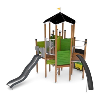 Η όψη φρουρίου αυτής της σύνθετης κατασκευής παρέχει το τέλειο σκηνικό για ευφάνταστο παιχνίδι ρόλων και έντονη κοινωνική αλληλεπίδραση. Καθώς τα παιδιά αντιμετωπίζουν τις διαφορετικές πλευρές του πύργου για να κατακτήσουν μια φανταστική περιοχή, θα αναπτύξουν μια υγιή αίσθηση ανταγωνισμού και συντροφικότητας και θα βελτιώσουν τα επίπεδα φυσικής τους κατάστασης. Το Karro σίγουρα θα φέρει πολλή δράση στην παιδική χαρά σας! Είναι επίσης σχεδιασμένο για να είναι συμπεριληπτικό και οι δραστηριότητες στο ισόγειο είναι προσβάσιμες σε όλους.