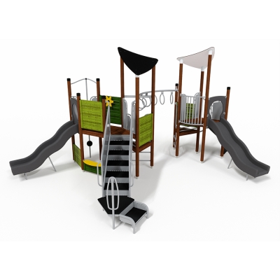 Το UniPlay Shenandoah είναι μια μονάδα σχεδιασμένη για λάτρεις της περιπέτειας όλων των ικανοτήτων. Με τη δομή διπλού πύργου, την πρόσβαση μεταφοράς, τον αναρριχητή με στύλο, την καμπύλη ράμπα αναρρίχησης, τον σύνδεσμο στεφάνης και δύο ανοιχτές τσουλήθρες, με τιμόνι πλοίου για ευφάνταστο παιχνίδι, η διασκέδαση δεν τελειώνει ποτέ. Από κάτω, σας περιμένει μια σειρά από συναρπαστικές στιγμές με το κατάστημα και τα πάνελ παιχνιδιών κάτω από το κατάστρωμα. Έχει σχεδιαστεί με γνώμονα τα διαφορετικά επίπεδα δυσκολίας, εξυπηρετώντας όσους αναζητούν προκλήσεις ενδυνάμωσης του άνω μέρους του σώματος, ενώ προσφέρει πρόσβαση στο έδαφος για παιχνίδια και ένα πάνελ καταστήματος.