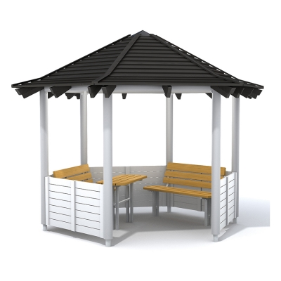 Ένα κιόσκι είναι ένα φανταστικό μέρος για να απολαύσετε τη ζωή σε εξωτερικό χώρο. Είναι μια ανοιχτή κατασκευή κήπου με στέγη που δημιουργεί έναν άνετο και προστατευμένο από τις καιρικές συνθήκες χώρο για χαλάρωση και κοινωνικοποίηση. Το κιόσκι Miami διαθέτει δύο παγκάκια και ένα συνοδευτικό τραπέζι. Είναι ένα ιδανικό μέρος για να χαλαρώσετε, να πιείτε έναν καφέ με κάποιον που αγαπάτε και να κοινωνικοποιηθείτε με φίλους και συγγενείς.