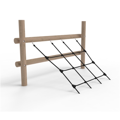 Οι προκλήσεις αναρρίχησης με το κεκλιμένο δίχτυ και η συμμετοχή των παιδιών σε μια διασκεδαστική περιπέτεια αναρρίχησης. Ο εξοπλισμός, με τις δύο στιβαρές δοκούς και το σφιχτά στερεωμένο δίχτυ, προσφέρει μια μοναδική ευκαιρία για την ανάπτυξη κινητικών και κοινωνικών δεξιοτήτων. Τα παιδιά πρέπει να πλοηγούνται πάνω και κάτω, να συντονίζουν τις κινήσεις, να εκτιμούν τις αποστάσεις, διατηρώντας παράλληλα την ισορροπία τους. Αυτό βοηθά στην ενδυνάμωση του σώματος του παιδιού, στη βελτίωση του κινητικού συντονισμού, στις δεξιότητες ισορροπίας και στην εκπαίδευση της αίσθησης της αφής μέσω των διαφορετικών υλικών. Το μέγεθος επιτρέπει σε πολλά παιδιά να αλληλεπιδρούν και να σκαρφαλώνουν ταυτόχρονα, προωθώντας τη συνεργασία και τις κοινωνικές δεξιότητες, ειδικά όταν χρειάζεται να καταλάβουν πώς να προσπερνούν το ένα το άλλο στη δοκό.