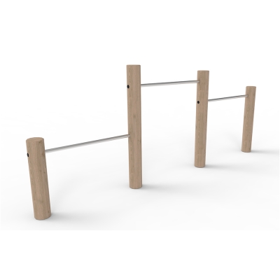 Οι τριπλές μπάρες είναι ένα διαχρονικό κλασικό παιχνίδι για παιδιά. Σχεδιασμένη για παιδιά όλων των ηλικιών, ενθαρρύνει το κρέμασμα, την αιώρηση και την τούμπα, ενισχύοντας τη δύναμη, την ισορροπία και τον συντονισμό του άνω μέρους του σώματος. Ο συμπαγής και απλός σχεδιασμός της την καθιστά ιδανική για μικρότερες παιδικές χαρές ή ως μέρος μιας μεγαλύτερης περιοχής παιχνιδιού. Αυτός ο εξοπλισμός, διαθέτει στύλους με διάμετρο Ø16-18 cm.