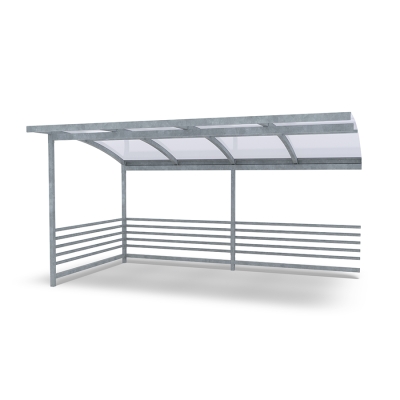 Επεκτείνετε το στέγαστρο ποδηλάτων Capella για να δημιουργήσετε χώρο για ακόμη περισσότερα ποδήλατα ή χρησιμοποιήστε τον χώρο ως στέγαστρο για καρότσια ή ως σταθμό διαλογής απορριμμάτων. Αυτή η παραλλαγή διαθέτει θολωτή πλαστική οροφή.