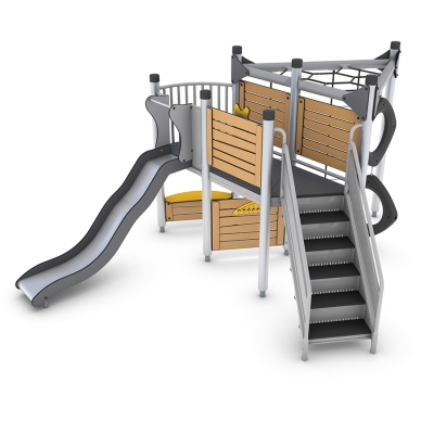 Μια συμπαγής κατασκευή, βελτιστοποιώντας τον χώρο, η Hemba προσφέρει ένα ευρύ φάσμα λειτουργιών παιχνιδιού, με καλή ισορροπία μεταξύ εύκολων διαδρομών και σωματικών προκλήσεων. Μικρότερα και λιγότερο ικανά παιδιά μπορούν να κάνουν μια ομαλή ανάβαση στο πάνω κατάστρωμα μέσω της απλής, φαρδιάς σκάλας και να ολοκληρώσουν το ταξίδι τους με μια συναρπαστική βόλτα στην κυματιστή τσουλήθρα. Το άλλο μισό της κατασκευής είναι πιο περιπετειώδες και ενθαρρύνει τα παιδιά να αναπτύξουν τον συντονισμό χεριού-ματιού και ποδιού-ματιού, καθώς και τη δύναμη και την ισορροπία. Χρήστες από όλες τις ηλικίες και ικανότητες μπορούν στη συνέχεια να συγκεντρωθούν στους μικρούς χώρους στο ισόγειο για να συνομιλήσουν στον πάγκο του καταστήματος, να παίξουν παιχνίδια και να μοιραστούν τα πρόσφατα επιτεύγματά τους!