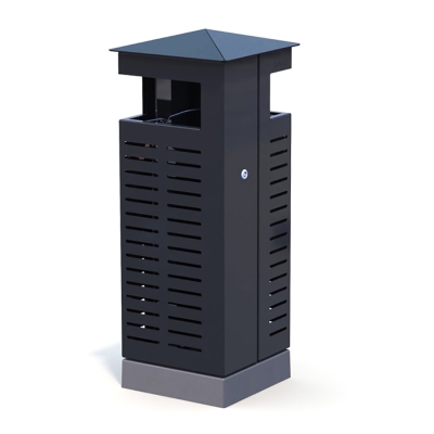 Ο κάδος απορριμμάτων Nora συνδυάζει κομψό σχεδιασμό με πρακτικά χαρακτηριστικά, αναβαθμίζοντας τους δημόσιους χώρους τόσο οπτικά όσο και λειτουργικά. Η κεκλιμένη οροφή του αποτρέπει την τοποθέτηση αντικειμένων από πάνω, ενώ το προσβάσιμο ύψος ανοίγματος τον καθιστά φιλικό προς το χρήστη για όλους. Το σύστημα κρυφών σακουλών απελευθερώνεται εύκολα με ελάχιστη ανύψωση και η πόρτα ανοίγει με ένα τυπικό τριγωνικό κλειδί για γρήγορη συντήρηση. Διατίθεται σε μαύρο ή γαλβανισμένο εν θερμώ φινίρισμα, με πρόσθετες επιλογές χρωμάτων και ενσωματωμένο τασάκι.. Αυτή η παραλλαγή έχει βυθισμένη αγκύρωση θεμελίωσης και είναι μαύρη (χωρίς τασάκι).