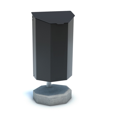 Ο κάδος απορριμμάτων Rosen 40 λίτρων είναι μια ανθεκτική και διακριτική λύση για εξωτερικά απορρίμματα που συνδυάζει το στυλ με τη λειτουργικότητα. Η κεκλιμένη κορυφή του εμποδίζει την τοποθέτηση μπουκαλιών από πάνω, ενώ η μπροστινή πόρτα ανοίγματος εξασφαλίζει εύκολο άδειασμα. Σχεδιασμένος για ευελιξία, ο κάδος Rosen είναι επίσης κατάλληλος για την απόρριψη περιττωμάτων σκύλων. Διατίθεται σε τυπικό μαύρο ή γαλβανισμένο φινίρισμα, με επιλογές προσαρμοσμένων χρωμάτων κατόπιν αιτήματος, ο κάδος απορριμμάτων Rosen αποτελεί την ιδανική επιλογή για τη διατήρηση καθαρών, εκλεπτυσμένων δημόσιων χώρων. Αυτή η παραλλαγή είναι ανεξάρτητη και μαύρη.