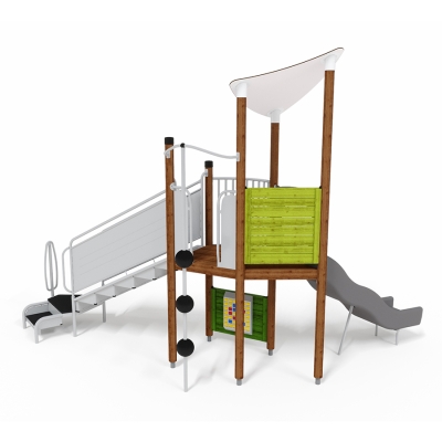 Το UniPlay Acadia προσφέρει διάφορες δραστηριότητες όπως αναρρίχηση, ολίσθηση και διαδραστικά παιχνίδια. Έχει σχεδιαστεί για να είναι συμπεριληπτικό, με εύκολη πρόσβαση μεταφοράς στην πλατφόρμα και επιλογές παιχνιδιού στο επίπεδο του εδάφους. Οι μπάλες αναρρίχησης προσθέτουν μια επιπλέον πρόκληση για όσους αναζητούν περισσότερη συγκίνηση.