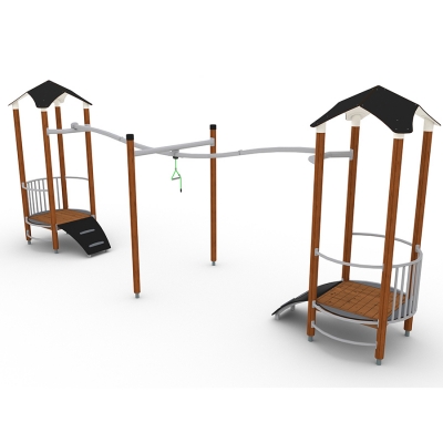 Το UniPlay Zippie είναι ένα συναρπαστικό χαρακτηριστικό παιδικής χαράς σχεδιασμένο για να προσφέρει μια συναρπαστική εμπειρία πτήσης ανάμεσα σε δύο πύργους. Ιδανικό για παιδιά ηλικίας 5 ετών και άνω, συνδυάζει τον ενθουσιασμό του ύψους, της ταχύτητας και της κίνησης με την αίσθηση ελεγχόμενου κινδύνου. Με δύο σημεία πρόσβασης, τα παιδιά μπορούν να σκαρφαλώσουν στους πύργους χρησιμοποιώντας τις απαιτητικές ράγες αναρρίχησης ή την εύκολης πρόσβασης χαμηλή ράμπα. Το UniPlay Zippie ενθαρρύνει το ενεργό παιχνίδι, βελτιώνοντας τη δύναμη, την ισορροπία και τον συντονισμό, ενώ παράλληλα παρέχει ατελείωτη διασκέδαση σε όσους αναζητούν περιπετειώδεις συγκινήσεις. Ιδανικό για πάρκα, σχολεία και παιδικές χαρές που θέλουν να προσθέσουν υψηλή ενεργειακή αξία παιχνιδιού.