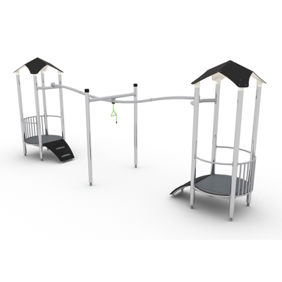 Το UniPlay Zippie είναι ένα συναρπαστικό χαρακτηριστικό παιδικής χαράς σχεδιασμένο για να προσφέρει μια συναρπαστική εμπειρία πτήσης ανάμεσα σε δύο πύργους. Ιδανικό για παιδιά ηλικίας 5 ετών και άνω, συνδυάζει τον ενθουσιασμό του ύψους, της ταχύτητας και της κίνησης με την αίσθηση ελεγχόμενου κινδύνου. Με δύο σημεία πρόσβασης, τα παιδιά μπορούν να σκαρφαλώσουν στους πύργους χρησιμοποιώντας τις απαιτητικές ράγες αναρρίχησης ή την εύκολης πρόσβασης χαμηλή ράμπα. Το UniPlay Zippie ενθαρρύνει το ενεργό παιχνίδι, βελτιώνοντας τη δύναμη, την ισορροπία και τον συντονισμό, ενώ παράλληλα παρέχει ατελείωτη διασκέδαση σε όσους αναζητούν περιπετειώδεις συγκινήσεις. Ιδανικό για πάρκα, σχολεία και παιδικές χαρές που θέλουν να προσθέσουν υψηλή ενεργειακή αξία παιχνιδιού.