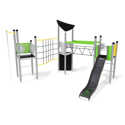 Το UniPlay Essentials Pandora έχει σχεδιαστεί για να διεγείρει τη σωματική δραστηριότητα, να προάγει τις δεξιότητες επίλυσης προβλημάτων και να ενθαρρύνει την ευφάνταστη εξερεύνηση, καθιστώντας το ένα συναρπαστικό χαρακτηριστικό παιδικής χαράς για παιδιά ηλικίας 5-10 ετών. Διαθέτει τρεις πύργους που προσφέρουν μια ποικιλία από απαιτητικές επιλογές αναρρίχησης. Με δύο συναρπαστικές επιλογές κατάβασης - μια τσουλήθρα και έναν στύλο - τα παιδιά μπορούν να απολαύσουν ποικίλους τρόπους εξερεύνησης και πλοήγησης στη δομή. Ένας μοναδικός καμπυλωτός τοίχος από σχοινί παρουσιάζει ένα ενδιαφέρον εμπόδιο που μπορεί να αντιμετωπιστεί είτε από πάνω είτε από κάτω, προσθέτοντας ένα επιπλέον επίπεδο ενθουσιασμού καθώς τα παιδιά κινούνται από πλατφόρμα σε πλατφόρμα. Η συμπερίληψη μιας ταλαντευόμενης γέφυρας, εξοπλισμένης με κιγκλιδώματα για πρόσθετη στήριξη, ενισχύει την περιπετειώδη γοητεία της μονάδας, ενώ η πρόσβαση στις πλατφόρμες καθίσταται δυνατή είτε μέσω τοίχου αναρρίχησης είτε μέσω σκάλας με σκαλοπάτια.