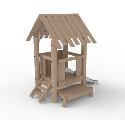 Αυτός ο τετράγωνος πύργος παιχνιδιού έχει σχεδιαστεί για τα μικρότερα παιδιά. Ο πύργος συνδυάζει το παιχνίδι με τις κινητικές δεξιότητες και την προπόνηση δύναμης. Οι δύο επιλογές αναρρίχησης, μια σκάλα και μια πλατφόρμα, παρέχουν κατάλληλες προκλήσεις για τα μικρά παιδιά, είτε μπουσουλάνε είτε περπατούν. Η κεκλιμένη οροφή προσφέρει προστασία από τον ήλιο και τη βροχή, δημιουργώντας την αίσθηση ότι βρίσκεστε σε έναν πύργο ή ένα παιδότοπο όπου μόνο η φαντασία θέτει όρια. Ελαφρώς υπερυψωμένα από το έδαφος, τα παιδιά μπορούν να απολαύσουν τη θέα πριν κατέβουν την τσουλήθρα.