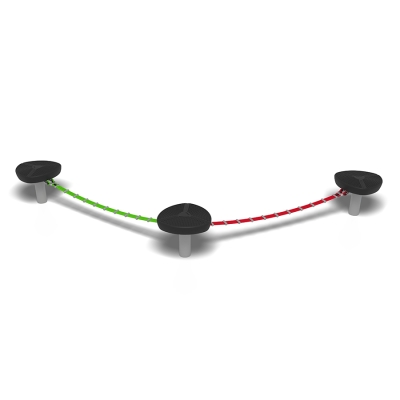 Η ισορροπία σχοινιού Tsingy είναι ένα συμπαγές μονοπάτι ισορροπίας, σχεδιασμένο για μικρότερες παιδικές χαρές ή περιοχές με περιορισμένο χώρο. Διαθέτει τρεις πλατφόρμες που συνδέονται με δύο σχοινιά ισορροπίας μήκους 2 μέτρων σε πράσινο και κόκκινο χρώμα, προσφέροντας μια διασκεδαστική και διαχειρίσιμη σωματική πρόκληση. Ιδανικό για την ενθάρρυνση της ισορροπίας, του συντονισμού και του ενεργού παιχνιδιού, το σχοινί ισορροπίας Tsingy αποτελεί μια εξαιρετική προσθήκη σε σχολεία, πάρκα ή αστικούς χώρους παιχνιδιού που θέλουν να εισαγάγουν στοιχεία διαδρομής μετ' εμποδίων χωρίς να απαιτούν μεγάλη επιφάνεια.