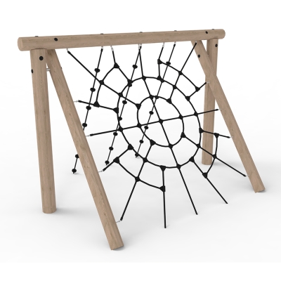 Αυτή η κατασκευή προσφέρει μια μοναδική εμπειρία αναρρίχησης με το κεκλιμένο δίχτυ αράχνης και τα σχοινιά με κόμπους. Μια συναρπαστική και διασκεδαστική πρόκληση, όπου τα παιδιά εξασκούν τις κινητικές τους δεξιότητες, τον συντονισμό και την ισορροπία τους.Η εναλλαγή μεταξύ του κεκλιμένου διχτυού αράχνης και των σχοινιών με κόμπους προσθέτει ποικιλία στην αναρρίχηση. Εδώ, τα παιδιά μπορούν να πλοηγηθούν, να συντονίσουν τις κινήσεις τους, να υπολογίσουν τις αποστάσεις και να διατηρήσουν την ισορροπία τους καθ' όλη τη διάρκεια. Αυτό τα βοηθά να ενδυναμώσουν το σώμα τους, να βελτιώσουν τις κινητικές τους δεξιότητες και να οξύνουν τις αισθήσεις τους μέσα από τα διαφορετικά υλικά.