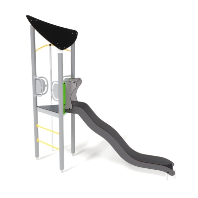 Σχεδιασμένη για τα περιπετειώδη πνεύματα ηλικίας 5-12 ετών, η μονάδα παιχνιδιού UniPlay Essentials Leda αποτελεί μια συμπαγή αλλά συναρπαστική προσθήκη σε κάθε παιδική χαρά, ειδικά όταν ο χώρος είναι περιορισμένος. Αυτή η μονάδα ενιαίας πλατφόρμας, με τριγωνικό σχεδιασμό και στέγαστρο, είναι προσβάσιμη μέσω σκάλας με σκαλοπάτια. Προσφέρει δύο συναρπαστικές επιλογές κατάβασης: μια σωλήνα καθόδου για γρήγορη απόδραση ή μια διασκεδαστική τσουλήθρα για να γλιστράτε προς τα κάτω.