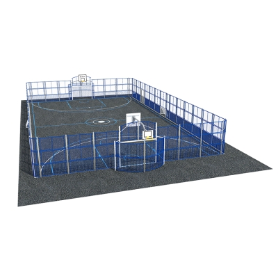 Το Montana Arena είναι ένα πολύ-αθλητικό γήπεδο διαστάσεων 28x16 μ., σχεδιασμένο για ενεργό παιχνίδι χωρίς αποκλεισμούς. Με ύψος 3 μέτρα, διαθέτει τέρματα, μπασκέτες, μίνι τέρματα streetball και εξωτερικό στεφάνι προπόνησης. Η πύλη εισόδου πλάτους 1,2 μέτρων επιτρέπει την πρόσβαση για αναπηρικά αμαξίδια, καθιστώντας την φιλόξενη για όλους. Ιδανικό για πάρκα και σχολικές αυλές, το Montana Arena προωθεί την κοινωνική αλληλεπίδραση και τη σωματική δραστηριότητα, υποστηρίζοντας μια δέσμευση με επίκεντρο την κοινότητα για ποιοτικές αθλητικές εγκαταστάσεις.