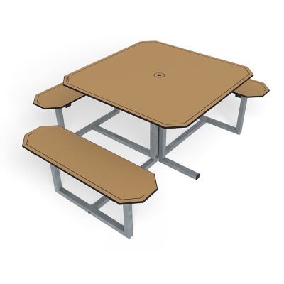 Το τραπέζι πικνίκ Skagen inclusive δημιουργεί ένα φιλόξενο σημείο συνάντησης για άτομα όλων των ηλικιών και ικανοτήτων. Ο σχεδιασμός του προσφέρει άφθονο χώρο για τα πόδια, καθιστώντας το ιδιαίτερα άνετο για ηλικιωμένους και άτομα με περιορισμένη κινητικότητα. Το τραπέζι Skagen περιλαμβάνει έναν κεντρικό χώρο για ομπρέλα που παρέχει σκιά τις ηλιόλουστες μέρες, ενισχύοντας την άνεση για υπαίθριες συγκεντρώσεις. Αυτό το τυπικό μοντέλο χωράει επτά άτομα και φιλοξενεί έναν χρήστη αναπηρικού αμαξιδίου, ενώ διατίθενται επίσης προσαρμοσμένες εκδόσεις με έως και τέσσερις θέσεις για αναπηρικά αμαξίδια κατόπιν αιτήματος.