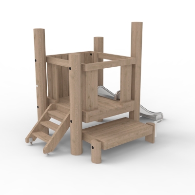 Αυτός ο τετράγωνος πύργος παιχνιδιού έχει σχεδιαστεί για τα μικρότερα παιδιά. Ο πύργος συνδυάζει το παιχνίδι με τις κινητικές δεξιότητες και την προπόνηση δύναμης. Οι δύο επιλογές αναρρίχησης, μια σκάλα και μια πλατφόρμα, προσφέρουν κατάλληλες προκλήσεις για τα μικρά παιδιά, είτε μπουσουλάνε είτε περπατούν. Ελαφρώς υπερυψωμένα από το έδαφος, τα παιδιά μπορούν να απολαύσουν τη θέα πριν κατέβουν την τσουλήθρα.