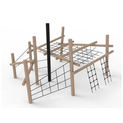 Το «Μίνι» Σύστημα Αναρρίχησης προσφέρει μια πληθώρα προκλήσεων αναρρίχησης και ισορροπίας - από σκάλες και σχοινιά μέχρι περπάτημα ανάμεσα σε σχοινιά και μια μεγάλη ποικιλία από δίχτυα αναρρίχησης. Τα παιδιά μπορούν να εξερευνήσουν τα διάφορα επίπεδα, όπου μπορούν να αιωρούνται από στύλους, να σκαρφαλώνουν υπό γωνία και οριζόντια και να μαζεύονται στο μεγάλο οριζόντιο δίχτυ. Τα παιδιά πρέπει να πλοηγούνται μέσα από ταλαντευόμενα σχοινιά και δίχτυα, κάτι που απαιτεί απόλυτο συντονισμό και κρίση αποστάσεων. Το οριζόντιο δίχτυ αναρρίχησης προσθέτει ένα συναρπαστικό στοιχείο ύψους και προσκαλεί σε τολμηρές περιπέτειες από ψηλά. Αυτό το σύστημα αναρρίχησης είναι μια παιδική χαρά για κινητική ανάπτυξη, προπόνηση δύναμης και δεξιότητες ισορροπίας. Υπάρχει χώρος για πολλά παιδιά και προάγει ένα κοινωνικό περιβάλλον όπου η συνεργασία, η ανταλλαγή και ο σχεδιασμός γίνονται φυσικό μέρος του παιχνιδιού.