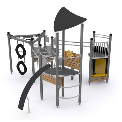 Το Uniplay Belidore προσφέρει ατελείωτες επιλογές παιχνιδιού για περιπέτεια. Διαθέτει έναν κοινωνικό χώρο στο ισόγειο για παιχνίδια και ανώτερες μονάδες για απόλυτες προκλήσεις φυσικής κατάστασης. Με διάφορα πλαίσια αναρρίχησης, δοκιμάζει την ισορροπία, τον συντονισμό και την συγκέντρωση. Η είσοδος με δίχτυ προσφέρει μια πινελιά στην παραδοσιακή σκάλα για σταθερότητα και αυτοπεποίθηση. Ο καμπυλωτός πλαστικός τοίχος αναρρίχησης ενισχύει την ευκινησία και την επίγνωση του σώματος. Οι περιστρεφόμενοι δακτύλιοι, μια σκάλα με τεχνάσματα και η υδρόγειος σφαίρα προσθέτουν οπτική γοητεία και ενθουσιασμό. Το τριγωνικό δίχτυ προσφέρει μια συναρπαστική πλατφόρμα για ευκινησία ή χαλάρωση. Τα προαιρετικά παιχνίδια, ένα τηλεσκόπιο και ένα τιμόνι ενισχύουν το ευφάνταστο παιχνίδι.