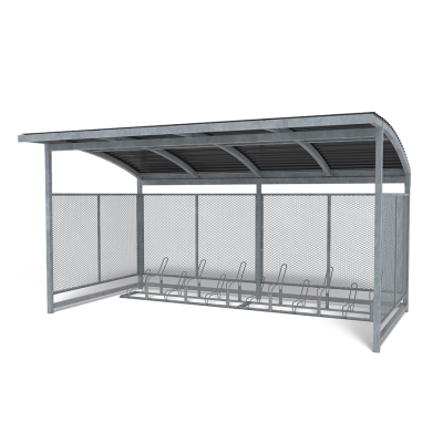 Η στέγη ποδηλάτων Nova με 2 σχάρες ποδηλάτων Gemini προσφέρει μια κομψή, ανθεκτική λύση για ασφαλή αποθήκευση ποδηλάτων σε εξωτερικούς χώρους. Κατασκευασμένη με γαλβανισμένους στύλους από χάλυβα, διαφανή πάνελ και στιβαρή οροφή, η στέγη Nova προστατεύει από τα στοιχεία της φύσης, εξασφαλίζοντας παράλληλα ορατότητα και εύκολη πρόσβαση. Ιδανική για σχολεία, πάρκα, κατοικημένες περιοχές και δημόσιους χώρους, μπορεί επίσης να χρησιμεύσει ως στέγη καροτσιού ή σταθμός διαλογής απορριμμάτων. Η κατασκευή είναι εύκολη στην εγκατάσταση, επεκτάσιμη με κιτ επέκτασης και διατίθεται με προαιρετικές πόρτες με κλειδί για πρόσθετη ασφάλεια. Σε συνδυασμό με δύο ανεξάρτητες, γαλβανισμένες σχάρες Gemini - η καθεμία χωράει έξι ποδήλατα - παρέχει οργανωμένο χώρο στάθμευσης για έως και 12 ποδήλατα. Αυτή η παραλλαγή διαθέτει θολωτή οροφή από κασσίτερο .