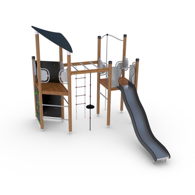 Το UniPlay Shadur, ένα συναρπαστικό και περιπετειώδες σύστημα πολλαπλών παιχνιδιών, σχεδιασμένο να προσφέρει στα παιδιά μια συναρπαστική εμπειρία παιχνιδιού. Με τον συνδυασμό συναρπαστικών στοιχείων παιχνιδιού, όπως τοίχο αναρρίχησης, στύλο πυροσβέστη, τσουλήθρα, σκάλα από σχοινί και ενιαία οροφή, το UniPlay Shadur προσφέρει ατελείωτες ευκαιρίες για ενεργό παιχνίδι και ευφάνταστη εξερεύνηση. Το UniPlay Shadur έχει σχεδιαστεί με υλικά υψηλής ποιότητας για να εξασφαλίζει ανθεκτικότητα, ασφάλεια και μακροζωία. Παρέχει στα παιδιά μια ποικιλία ευκαιριών παιχνιδιού, προωθώντας τη σωματική ανάπτυξη, την κοινωνική αλληλεπίδραση και το ευφάνταστο παιχνίδι. Είτε εγκατασταθεί σε σχολικές παιδικές χαρές, πάρκα ή χώρους αναψυχής, το UniPlay Shadur σίγουρα θα γοητεύσει και θα απασχολήσει παιδιά όλων των ηλικιών και ικανοτήτων.