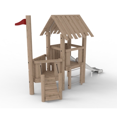 Αυτό το σύστημα πύργων έχει σχεδιαστεί σαν πλοίο. Οι δύο διασυνδεδεμένοι πύργοι δημιουργούν την αίσθηση ότι βρίσκεστε σε πλοίο και παρέχουν εξαιρετικές ευκαιρίες παιχνιδιού για διάφορες ηλικιακές ομάδες προσχολικής ηλικίας. Οι πύργοι συνδυάζουν το παιχνίδι με τις κινητικές δεξιότητες και την προπόνηση δύναμης. Οι δύο επιλογές αναρρίχησης, μια κάθετη σκάλα και μια κεκλιμένη ράμπα, προσφέρουν κατάλληλες προκλήσεις για αυτήν την ηλικιακή ομάδα. Η στέγη στον ψηλότερο πύργο προσφέρει προστασία από το φως από τον ήλιο και τη βροχή, δημιουργώντας την αίσθηση ότι βρίσκεστε σε έναν πύργο ή ένα παιδότοπο. Υπερυψωμένα από το έδαφος, τα παιδιά μπορούν να απολαύσουν τη θέα πριν κατέβουν την τσουλήθρα.