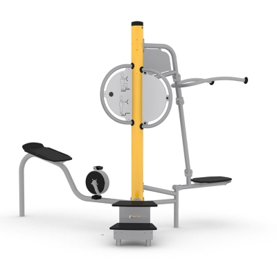 Ο πολύ-λειτουργικός σταθμός γυμναστικής Flexo είναι μια συμπαγής μονάδα γυμναστικής 3 σε 1 για εξωτερικούς χώρους, σχεδιασμένη να στοχεύει πολλαπλές μυϊκές ομάδες σε έναν ελάχιστο χώρο. Διαθέτοντας ένα step up, ένα ποδήλατο και ένα pulldown που χρησιμοποιεί το βάρος του σώματος του χρήστη, το Flexo παρέχει μια ευέλικτη γκάμα ασκήσεων για την ενδυνάμωση του κάτω μέρους του σώματος, του άνω μέρους του σώματος και του καρδιαγγειακού συστήματος. Ιδανικός για πάρκα, χώρους γυμναστικής της κοινότητας και υπαίθρια γυμναστήρια, αυτός ο πολύ-λειτουργικός σταθμός προσφέρει μια ολοκληρωμένη εμπειρία προπόνησης, ενισχύοντας τη δύναμη, την αντοχή και την ευελιξία σε μια ενιαία μονάδα που εξοικονομεί χώρο.