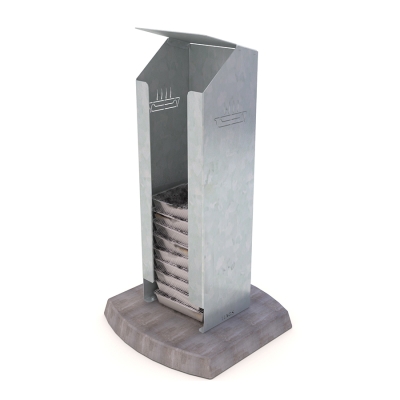 Η βάση μπάρμπεκιου Reco είναι μια πρακτική λύση για την αποθήκευση μπάρμπεκιου μιας χρήσης σε εξωτερικούς χώρους. Αυτή η βάση αποθήκευσης έχει σχεδιαστεί για να συγκρατεί και να οργανώνει με ασφάλεια τα μπάρμπεκιου μιας χρήσης, διατηρώντας τα μακριά από το έδαφος και εύκολα προσβάσιμα για απόρριψη απορριμμάτων, και για να παρέχει ασφαλή αποθήκευση μακριά από άλλα εύφλεκτα υλικά. Αυτή η παραλλαγή είναι μονή, ανεξάρτητη και κατασκευασμένη από γαλβανισμένο μέταλλο.