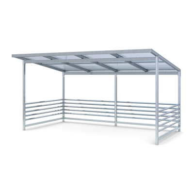 Το στέγαστρο ποδηλάτων Capella είναι ένα στιβαρό στέγαστρο ποδηλάτων κατάλληλο για σχολικούς χώρους, πάρκα και κατοικημένες περιοχές. Με τις γαλβανισμένες τετράγωνες κολόνες και την στιβαρή κατασκευή της οροφής, ουσιαστικά δεν χρειάζεται συντήρηση. Το γκαράζ ποδηλάτων χωράει έως και δώδεκα ποδήλατα, αλλά μπορεί επίσης να επεκταθεί σε διάφορες διαμορφώσεις. Συνιστούμε την προσθήκη 2 βάσεων ποδηλάτων Gemini (8003537) για να χωρέσουν 12 ποδήλατα. Μπορεί επίσης να χρησιμοποιηθεί ως στέγαστρο για καρότσια ή ως σταθμός διαλογής απορριμμάτων. Αυτή η παραλλαγή διαθέτει ευθεία πλαστική οροφή.