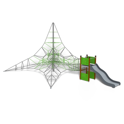 Ο συνδυασμός του διχτυού δραστηριοτήτων 6 μέτρων με το UniPlay ανοίγει έναν κόσμο όπου η παιδική φαντασία μπορεί να πετάξει στα ύψη! Ένα βουνό, ένα κάστρο, ένα γιγάντιο δέντρο. Οι δυνατότητες δημιουργικότητας με τις ατελείωτες χωρικές και φυσικές προκλήσεις του διχτυού δραστηριοτήτων συνδυάζονται με μια συναρπαστική γέφυρα από σχοινί καθώς τα παιδιά κατευθύνονται προς τον πύργο πριν κατέβουν την τσουλήθρα για να ξεκινήσουν την επόμενη περιπέτειά τους.