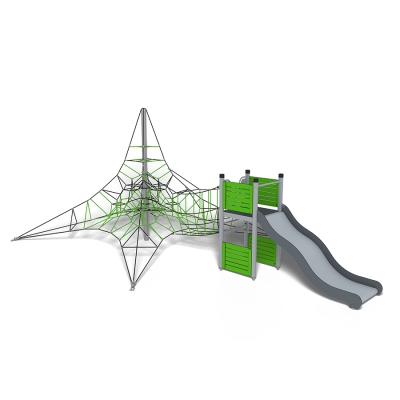 Ο συνδυασμός του διχτυού δραστηριοτήτων 4 μέτρων με το UniPlay ανοίγει έναν κόσμο όπου η παιδική φαντασία μπορεί να πετάξει ψηλά! Ένα βουνό, ένα κάστρο, ένα γιγάντιο δέντρο. Οι δυνατότητες δημιουργικότητας με τις ατελείωτες χωρικές και φυσικές προκλήσεις του διχτυού δραστηριοτήτων συνδυάζονται με μια συναρπαστική γέφυρα από σχοινί καθώς τα παιδιά κατευθύνονται προς τον πύργο πριν κατέβουν την τσουλήθρα για να ξεκινήσουν την επόμενη περιπέτειά τους.