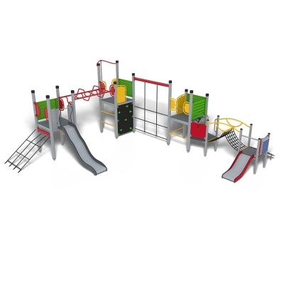 Το UniMix Maidstone SP είναι μια δυναμική μονάδα παιδικής χαράς σχεδιασμένη για παιδιά ηλικίας 3-12 ετών, που προσφέρει ένα ευρύ φάσμα ευκαιριών για σωματικό και ευφάνταστο παιχνίδι. Περιλαμβάνει σκάλα, δίχτυα αναρρίχησης, τοίχο αναρρίχησης και δίχτυ διέλευσης. Δύο τσουλήθρες απευθύνονται σε διαφορετικές ηλικιακές ομάδες, ενθαρρύνοντας τη διασκέδαση για όλες τις ικανότητες. Τα διαδραστικά στοιχεία στο επίπεδο του εδάφους απασχολούν τα μικρότερα παιδιά, προωθώντας το αισθητηριακό και κοινωνικό παιχνίδι. Με τα ποικίλα χαρακτηριστικά παιχνιδιού και τον πολυεπίπεδο σχεδιασμό του, το UniMix Maidston εμπνέει την ενεργή εξερεύνηση, την ομαδική εργασία και τη δημιουργικότητα - καθιστώντας το ένα ξεχωριστό κεντρικό κομμάτι σε κάθε παιδική χαρά που κρατά τα παιδιά σε κίνηση, γελούν και μαθαίνουν μέσα από το παιχνίδι.