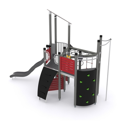 Το UniPlay Iktaz είναι μια συμπαγής, αποδοτική μονάδα παιδικής χαράς, σχεδιασμένη να προσφέρει υψηλή αξία παιχνιδιού και ποικίλες ευκαιρίες παιχνιδιού για παιδιά ηλικίας 5 ετών και άνω. Το τριγωνικό του σχήμα μεγιστοποιεί τον χώρο της παιδικής χαράς, δημιουργώντας παράλληλα έναν κεντρικό κοινωνικό κόμβο όπου μπορούν να συγκεντρωθούν τα παιδιά. Η μονάδα προσφέρει ένα μείγμα σωματικών προκλήσεων με σκελετούς αναρρίχησης που βοηθούν στην ανάπτυξη της δύναμης, της ισορροπίας και του συντονισμού, καθώς και πιο ήσυχα παιχνίδια στο επίπεδο του εδάφους για παιχνίδι χωρίς αποκλεισμούς. Στοιχεία φαντασίας όπως το τιμόνι και το τηλεσκόπιο εμπνέουν τη δημιουργικότητα, μετατρέποντας τη μονάδα σε ένα μαγευτικό πλοίο για παιχνίδι ρόλων. Ιδανικό για πάρκα, σχολεία και παιδικές χαρές, το Iktaz προωθεί το ενεργό, κοινωνικό και ευφάνταστο παιχνίδι.