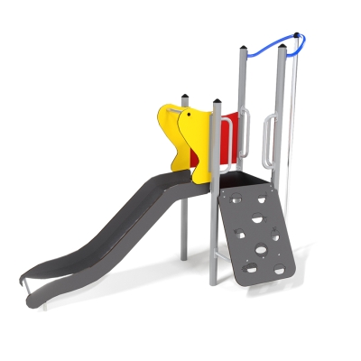 Σχεδιασμένη για το ευφάνταστο και δραστήριο νεαρό μυαλό, για παιδιά 3-5 ετών, η μονάδα παιχνιδιού Caliban έχει ύψος 1 μέτρο. Διαθέτει έναν τοίχο αναρρίχησης διακοσμημένο με εικονίδια φρούτων για να εμπνέει τη δημιουργικότητα και να δημιουργεί ευκαιρίες για ανάπτυξη λεκτικών δεξιοτήτων. Είναι εξοπλισμένο με χειρολισθήρες για ασφαλή και εύκολη πρόσβαση σε μια πλατφόρμα από την οποία τα παιδιά μπορούν να βγουν μέσω συρόμενου στύλου ή τσουλήθρας. Διαθέσιμο σε επιλογές από ξύλο ή χάλυβα και διακοσμημένο με ζωντανά πάνελ HPL, το Caliban είναι ευέλικτο για διαφορετικές ρυθμίσεις. Για ευελιξία εγκατάστασης, επιλέξτε ανάμεσα σε βυθισμένη βάση ή αγκύρωση πάνω από το έδαφος.