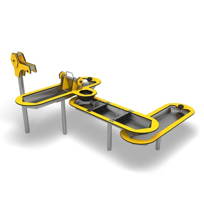 Η Laxforsen διαθέτει τέσσερα διαδραστικά στοιχεία: Βρύση, Κανάλι με Φτυάρι, Κανάλι με Φρεάτιο και Κανάλι με Πώμα Αποστράγγισης. Σχεδιασμένο για να εμπλέξει έως και εννέα παιδιά σε διαδραστικό παιχνίδι στο νερό. Αυτή η δυναμική διάταξη ενθαρρύνει την ομαδική εργασία, τη δημιουργικότητα και την αισθητηριακή εξερεύνηση, καθιστώντας την ιδανική προσθήκη σε σχολικές παιδικές χαρές, νηπιαγωγεία και δημόσιους ή εμπορικούς χώρους αναψυχής. Κατασκευασμένο με ανθεκτικά, ανθεκτικά στις καιρικές συνθήκες υλικά, το Water Play Laxforsen υποστηρίζει τόσο τη σωματική όσο και τη γνωστική ανάπτυξη σε ένα διασκεδαστικό και εκπαιδευτικό εξωτερικό περιβάλλον. Όλα τα στοιχεία είναι κατασκευασμένα από ανθεκτικό HPL, πλαστικό και ανοξείδωτο ατσάλι, συμπεριλαμβανομένων των συνδετήρων, καθιστώντας το κατάλληλο για μακροχρόνια χρήση σε υγρές ή απαιτητικές συνθήκες. Ο σχεδιασμός επιτρέπει επίσης την εύκολη πρόσβαση, εξασφαλίζοντας παιχνίδι χωρίς αποκλεισμούς και φιλικό προς το χρήστη.